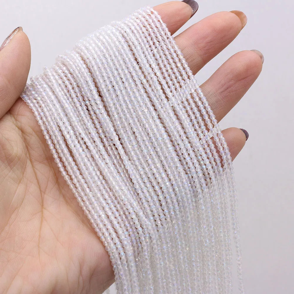 Natural Semi-Precious Stone Crystal Quartz Loose Beads Plating Color 2mm for Jewelry Making DIY Bracelet Necklace Lenght 38cm