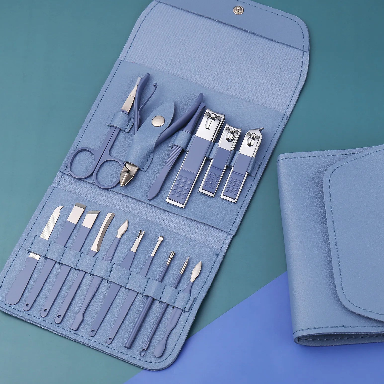 Professional Personal Care Manicure Pedicure Set 16 Pcs Stainless Steel Nail Clipper Care Tools Kit Nail Art Foot Care PU
