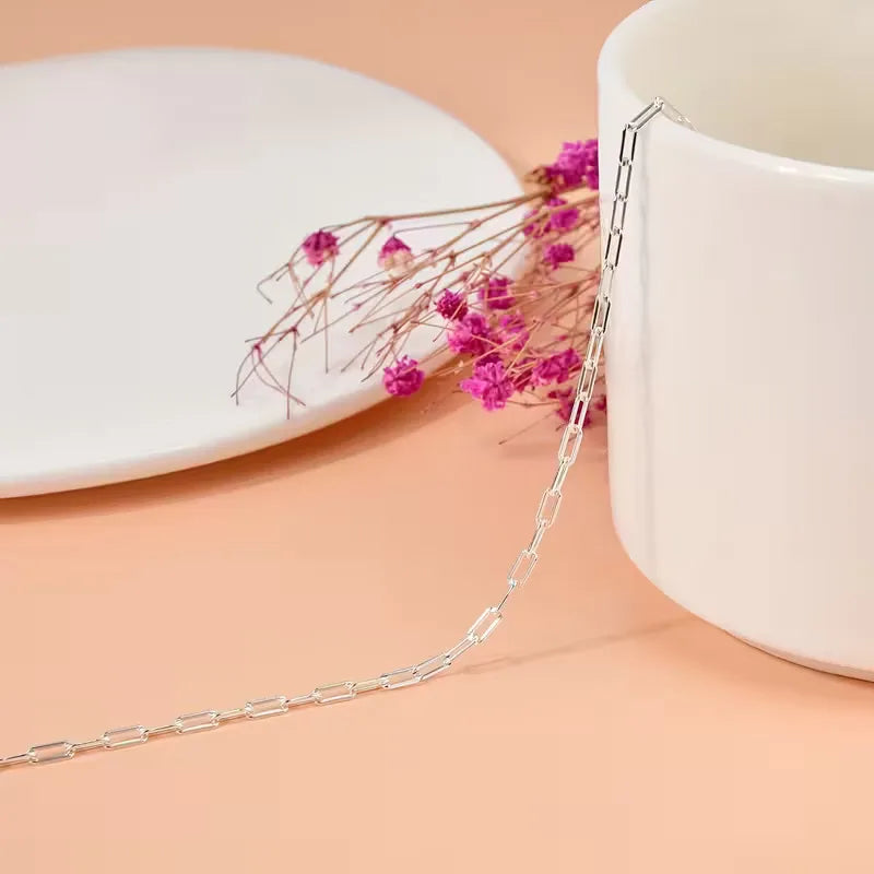 Lanshang 925 Sterling Silver Paperclip Link Chain Bracelet for Women Men Fine Jewelry Gifts US Local Stock