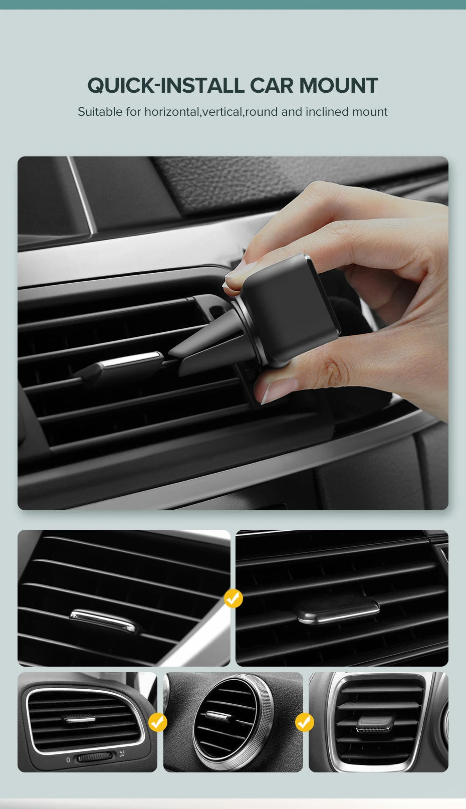 2025 Drop Shipping Factory Cheap Air Vent Clip Mount Car Mobile Phone Holder Holders 360 Degree Cell Stand Support for Car Auto