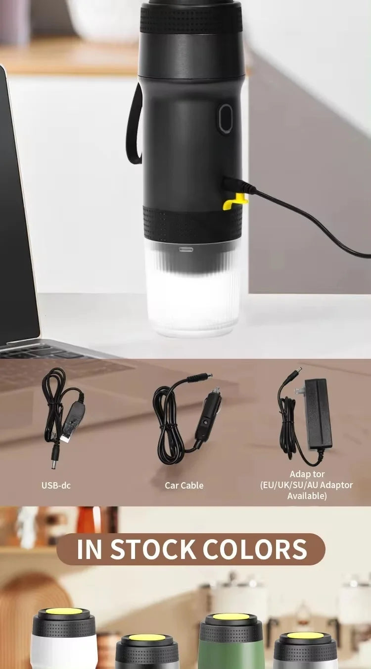 Self Heating Electric Battery Powered 20 Bar Portable USB-C Chargeable Capsule Mini Espresso Machine Travel-Friendly