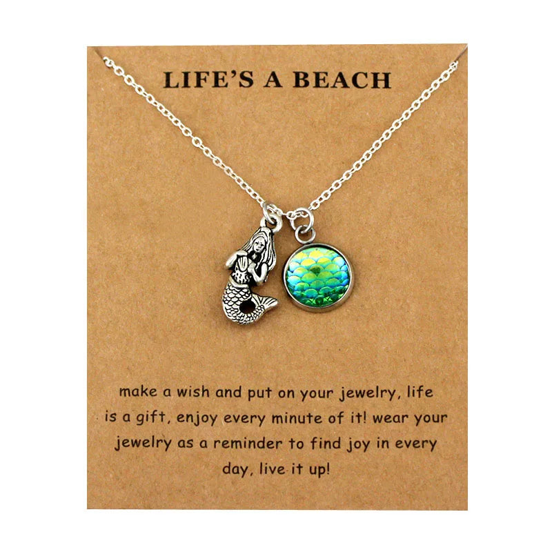 Summer Beach Ocean Jewelry Anchor Fish Shell Sand Dollar Shark Whale Starfish Seahorse Mermaid Wave Sea Turtle Collar Necklaces