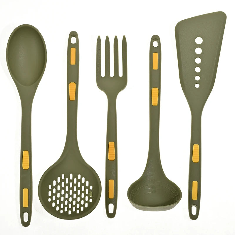 Premium Silicone 5pcs Kitchen Utensil Set Heat Resistant Cooking Gadgets Set Including Spatulas Pliers Spoons