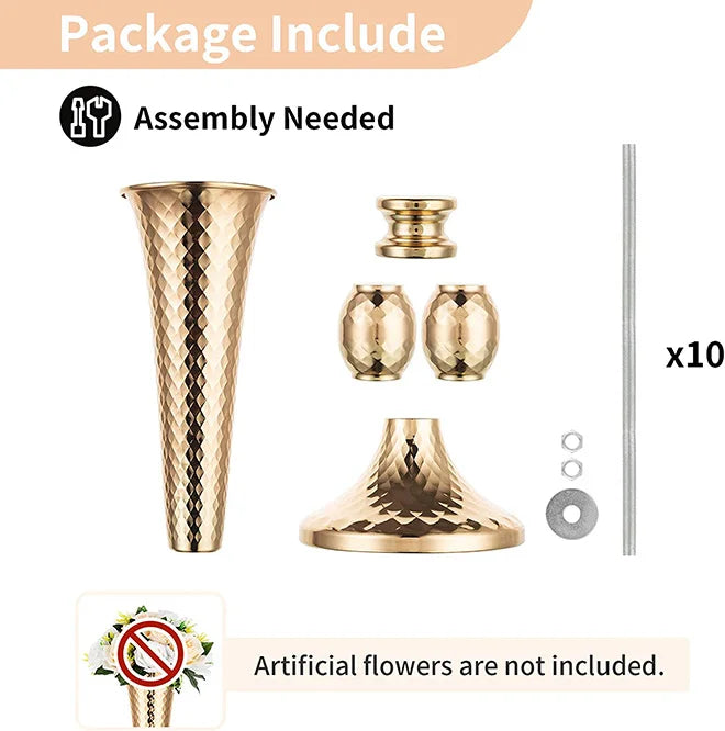 Factory Price Wedding Decorations Gold Iron Vase Pillar Indoor Greek Vases Artificial European Arrangement for Anniversary