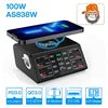 EONLINE 3D Nine Tailed fox 100W QCPD3.0 USB Charger Wireless Chargers Quick Charge 8 Port Fast Charger Charging Station for IPho