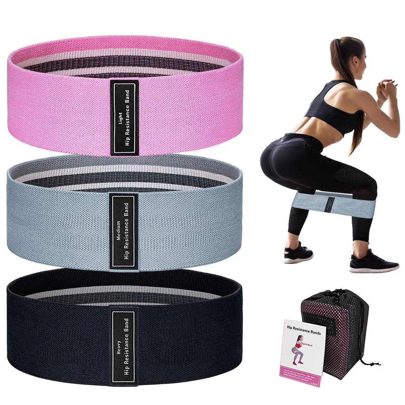 Custom Logo Elastic Yoga Fabric Resistance Bands Unisex Sport Exercise Hip Booty Bands Workout Home Fitness Bands for Home Gym