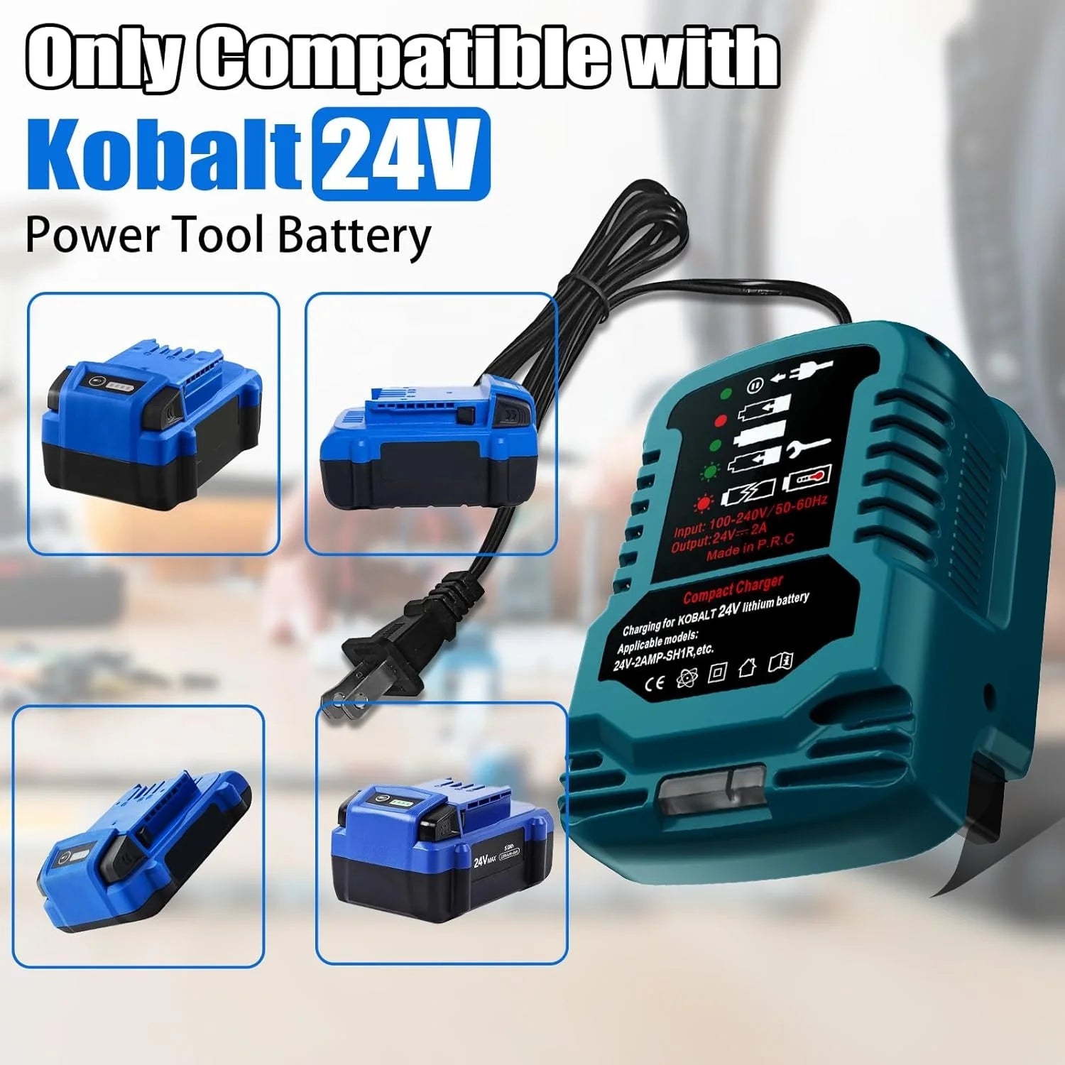 Fast Mini Charger Replacement for Kobalt 24V Battery Charger Compatible with Kobalt KB624-03 KB424-03 Series Power Tools Battery