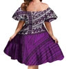 Off Shoulder Layered Ruffle Sleeve Tiered Twirl Dress Hawaiian Hibiscus Flower Printed Mini Dress Vestidos Para Fiesta Hawaiana