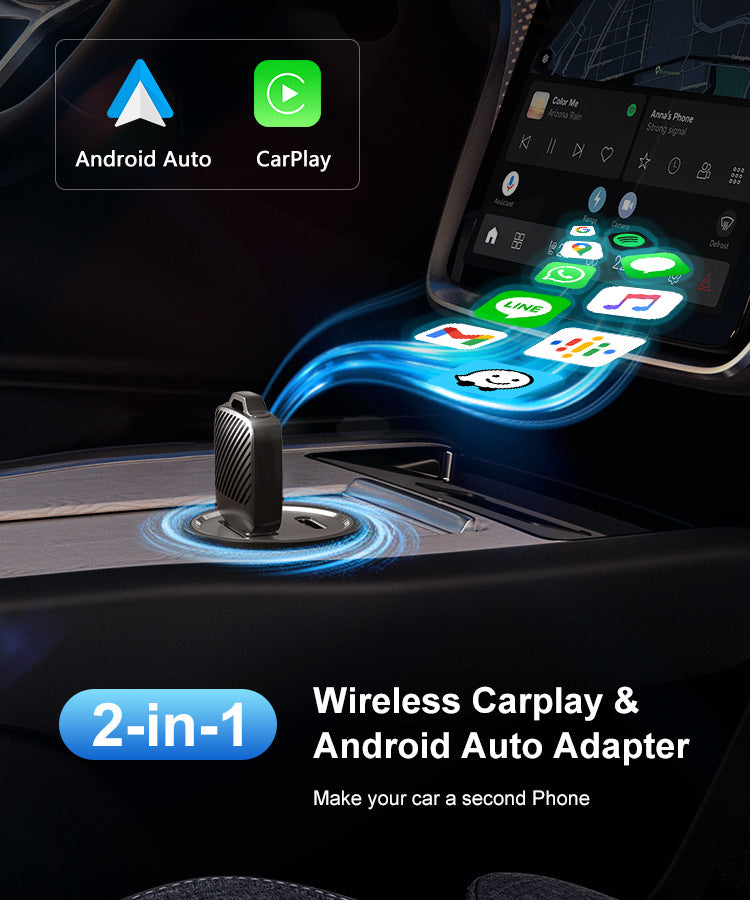 Wireless CarPlay/Android Auto Adapter Wired To Wireless, 5GHz WiFi5,USB/type-c Plug and Play, for 99% Wired CarPlay/Auto Cars