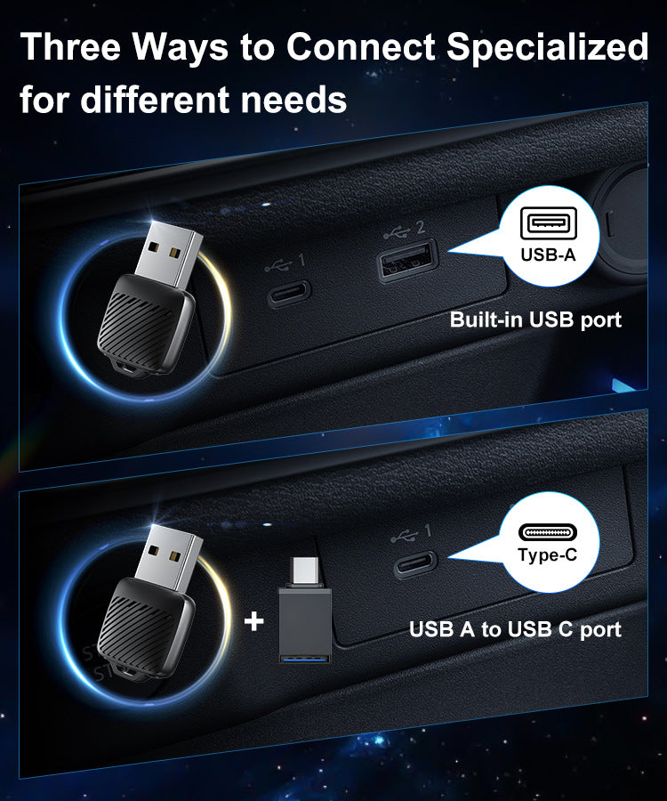 Wireless CarPlay/Android Auto Adapter Wired To Wireless, 5GHz WiFi5,USB/type-c Plug and Play, for 99% Wired CarPlay/Auto Cars
