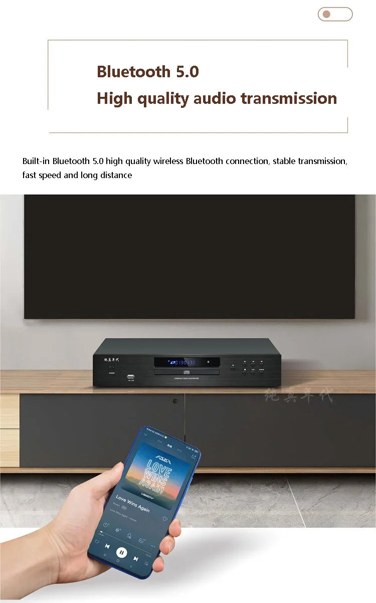 Audiophile HIFI CD Player Bluetooth 5.0 USB Lossless Music Player Balanced Digital Optical Coaxial Output DTS Music Turntable