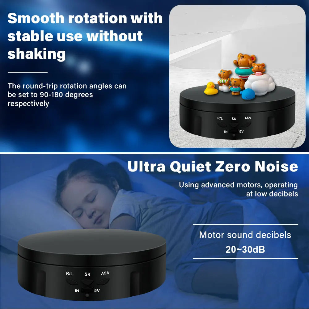 Motorised Rotating Mirror Display Stand,360 Degree Turntable, Jewellery Holder,USB Power Supply, Rotating Shooting, Three Speeds