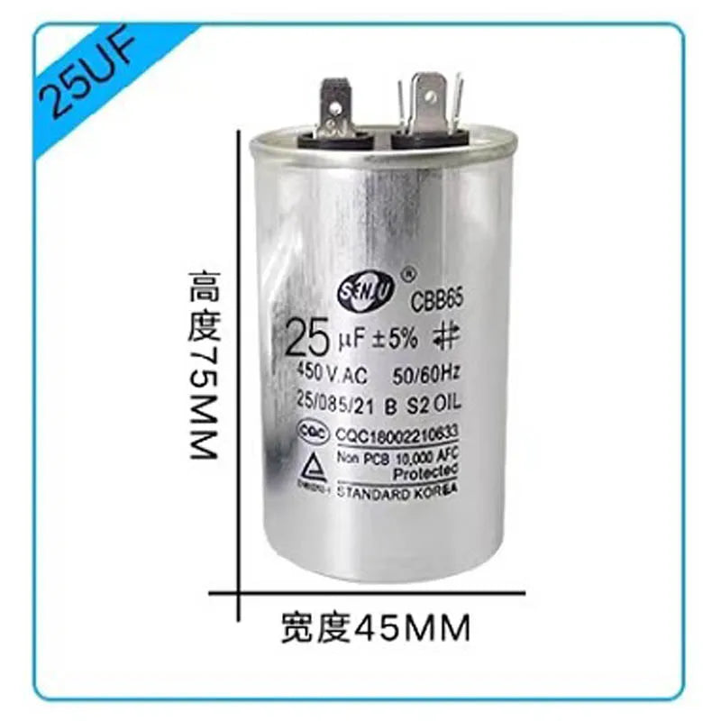 20UF25UF30UF 35UF 40UF 45UF 50UF 55UF 60-100UF CBB65 Air Conditioner Capacitor Compressor Motor Runs Starting Capacitor 450VAC
