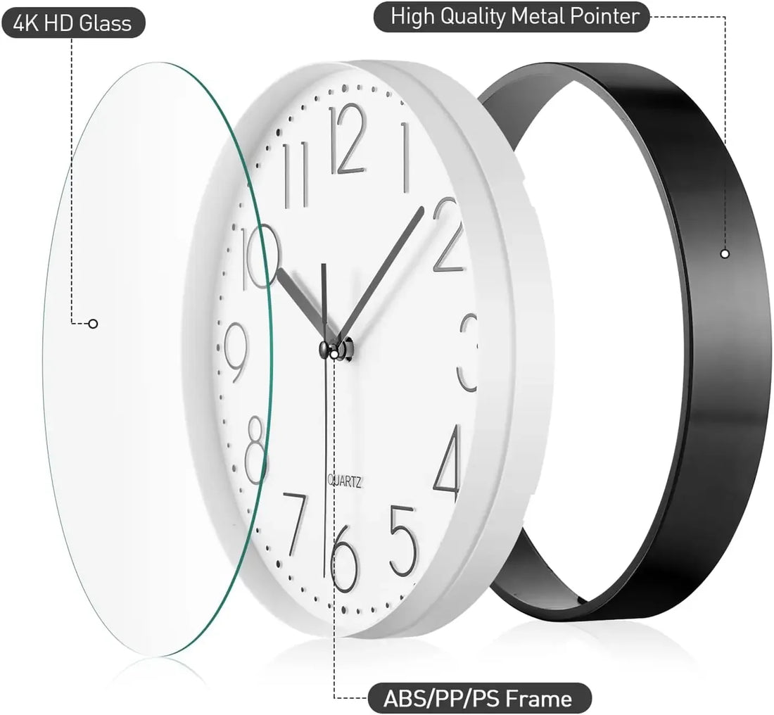 Round Wall Clock, Modern Silent 8 Inch Wall Clock, Quartz Movement Battery Powered, Decorate Home, School, Bedroom, Office