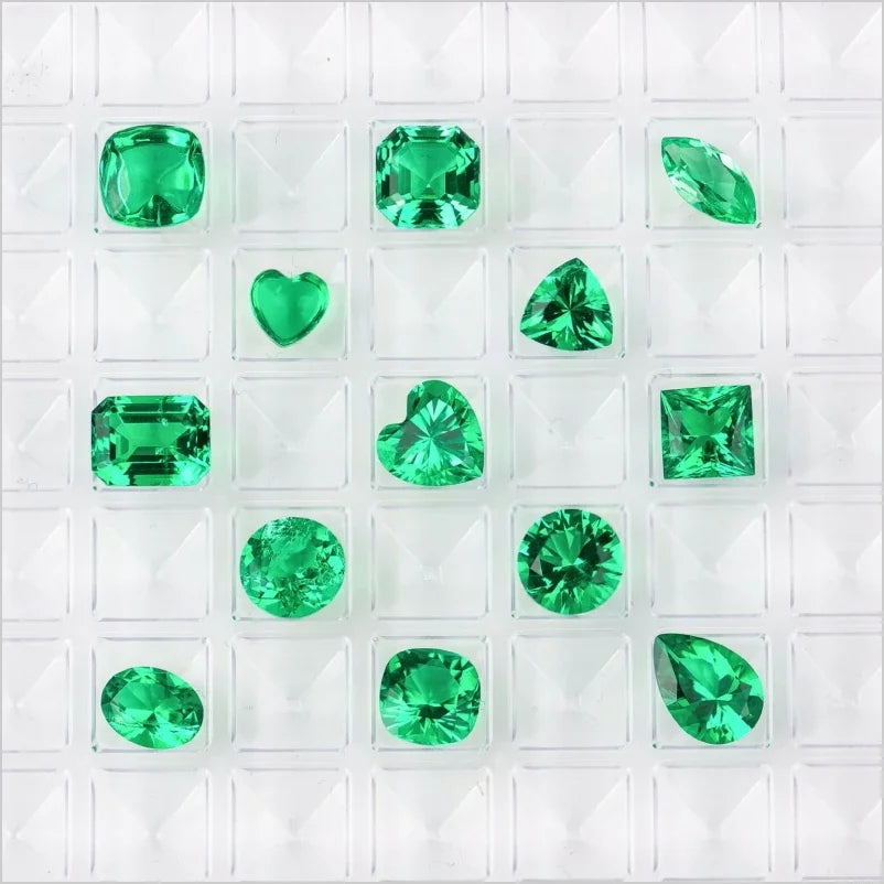 Lab Grown Colombian Emerald Stone High Quality Multiple Cuts Available Hydrothermal Hand-cutting Selectable AGL Certificate