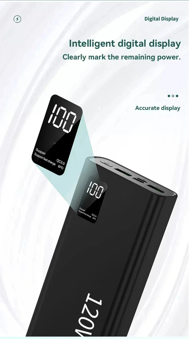 500000mAh Large-capacity Super-fast Charging Power Bank With Digital Display Portable Mobile Power Supply for All Phones