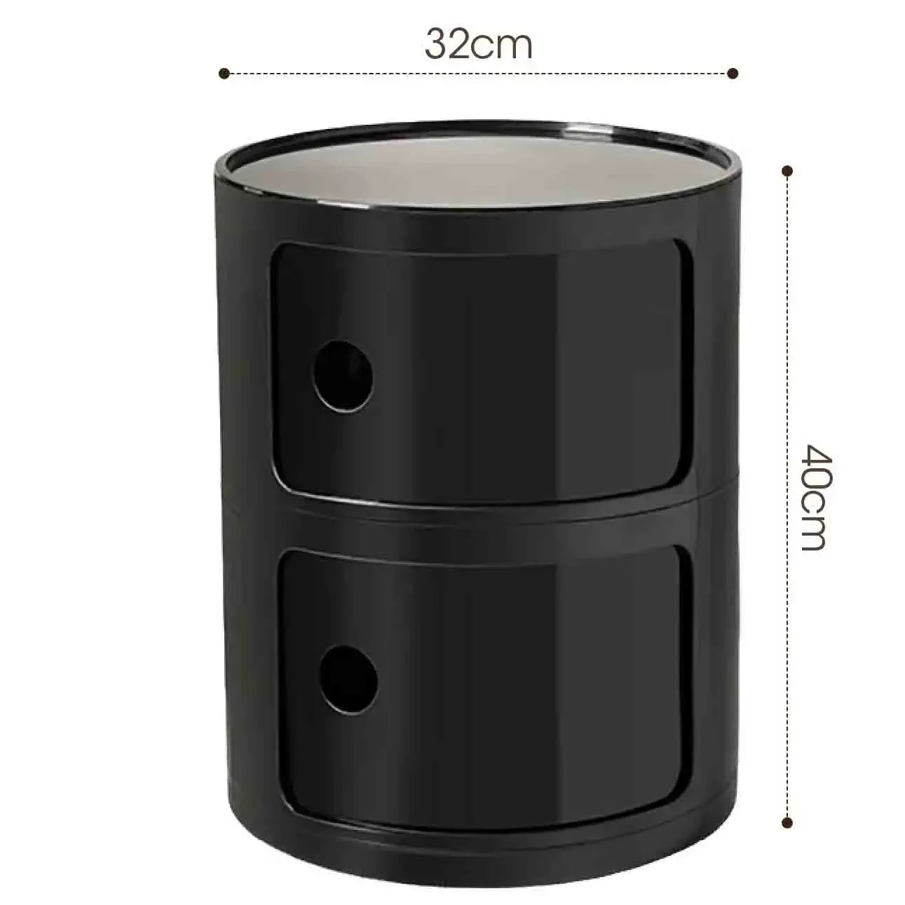 Plastic Round Nightstand Bedside Table Cabinet with Sliding Doors Round Storage Bedside Cabinet Nightstand  for Living Bedroom