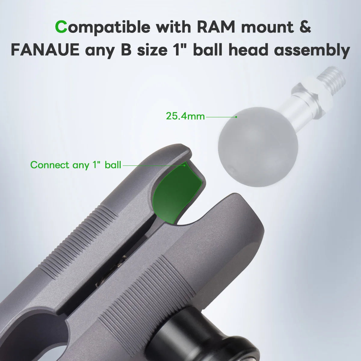 FANAUE Aluminum Alloy Mobile Phone Holder Ball Head Connecting Rod Anti-Theft Stable Compatible With 25mm Ball Head Accessories