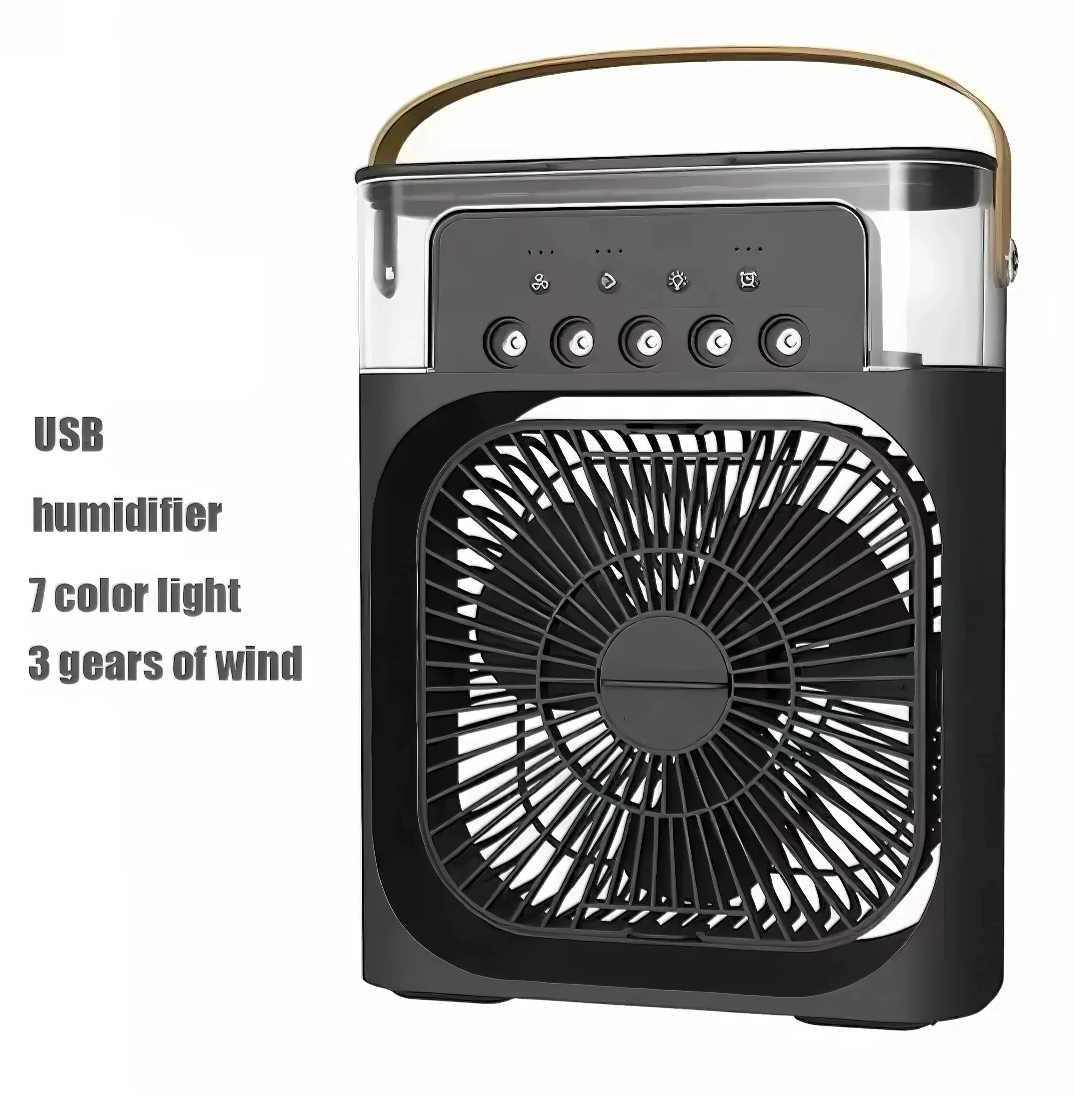 Fan/cooling fan portable household three in one small air cooler, LED night light, 5-hole humidifier, 1-3 hour timer