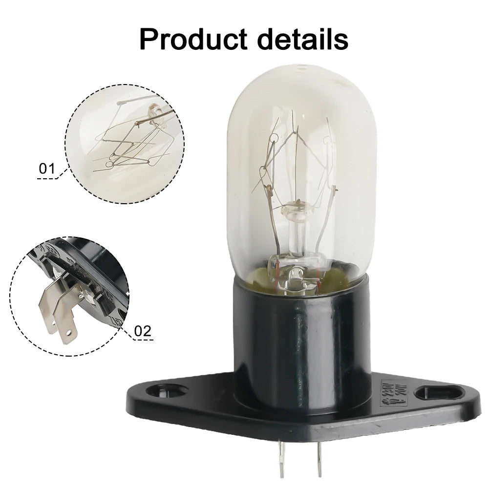 2A 250V Microwave Oven Bulb Ovens Light Halogen Bulb Universal Global Lamp Bulbs Base 2-Pins For Microwave Oven Kitchen Parts