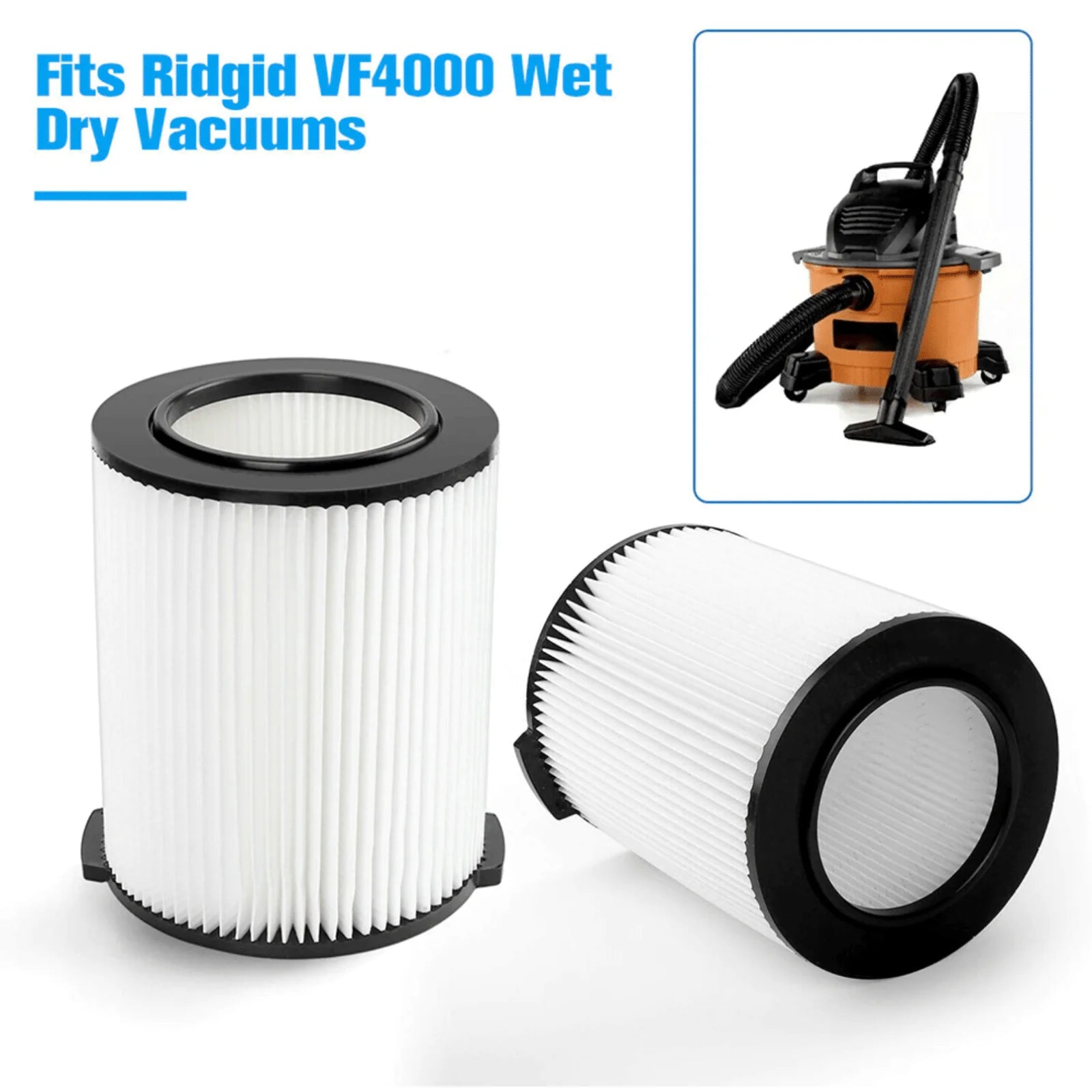 VF4000 Replacement RIDGID Wet/Dry Washable Vacuum Garage Shop Vac Pleated Filter