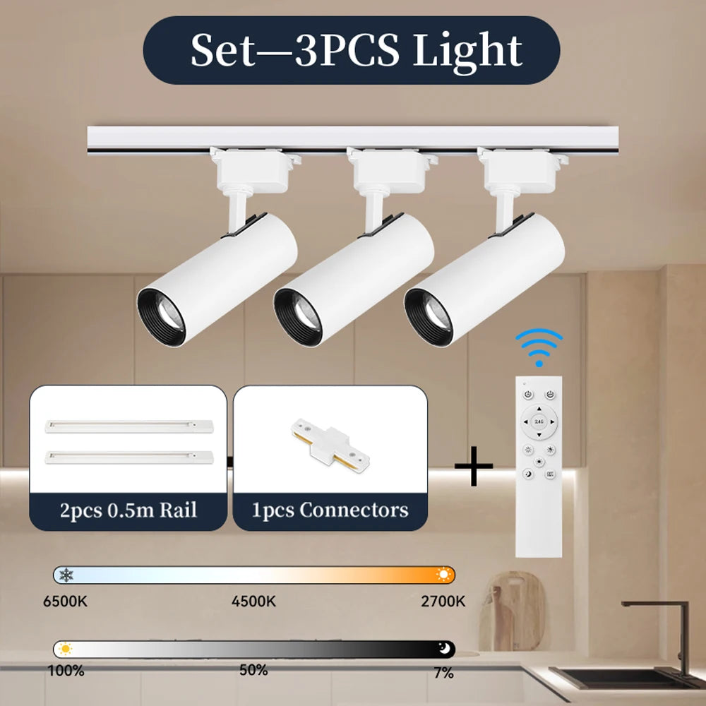 LED Track Lamp Remote Control Available Dimming Rail Lighting Home Decoration Kitchen Living Room Clothing ShopDecor Track Light