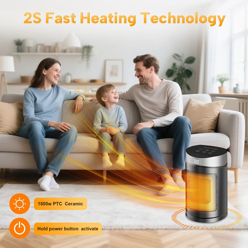 Electric Heater 1500W Space Heater Indoor Energy Saving Hot Air Heater With Remote Control Timer Warmer For Office Home