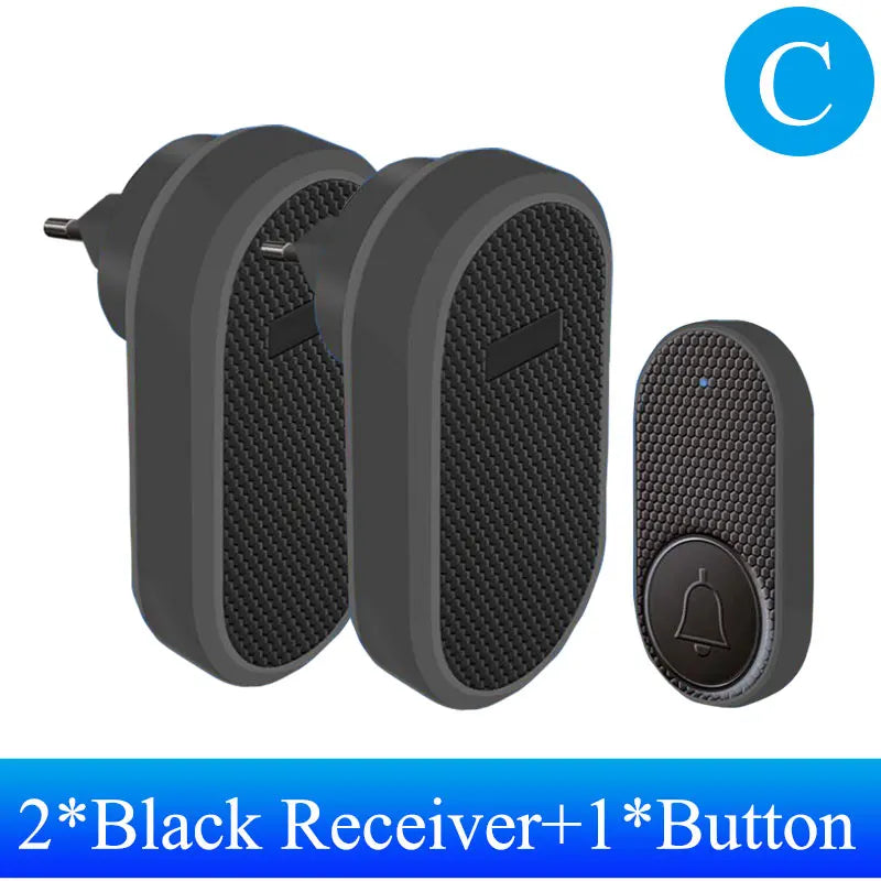 Smart Welcome Doorbell Wireless Door Bell Chime Guests Button 32 Songs Home Alarm Reminder Receiver Black Fashion