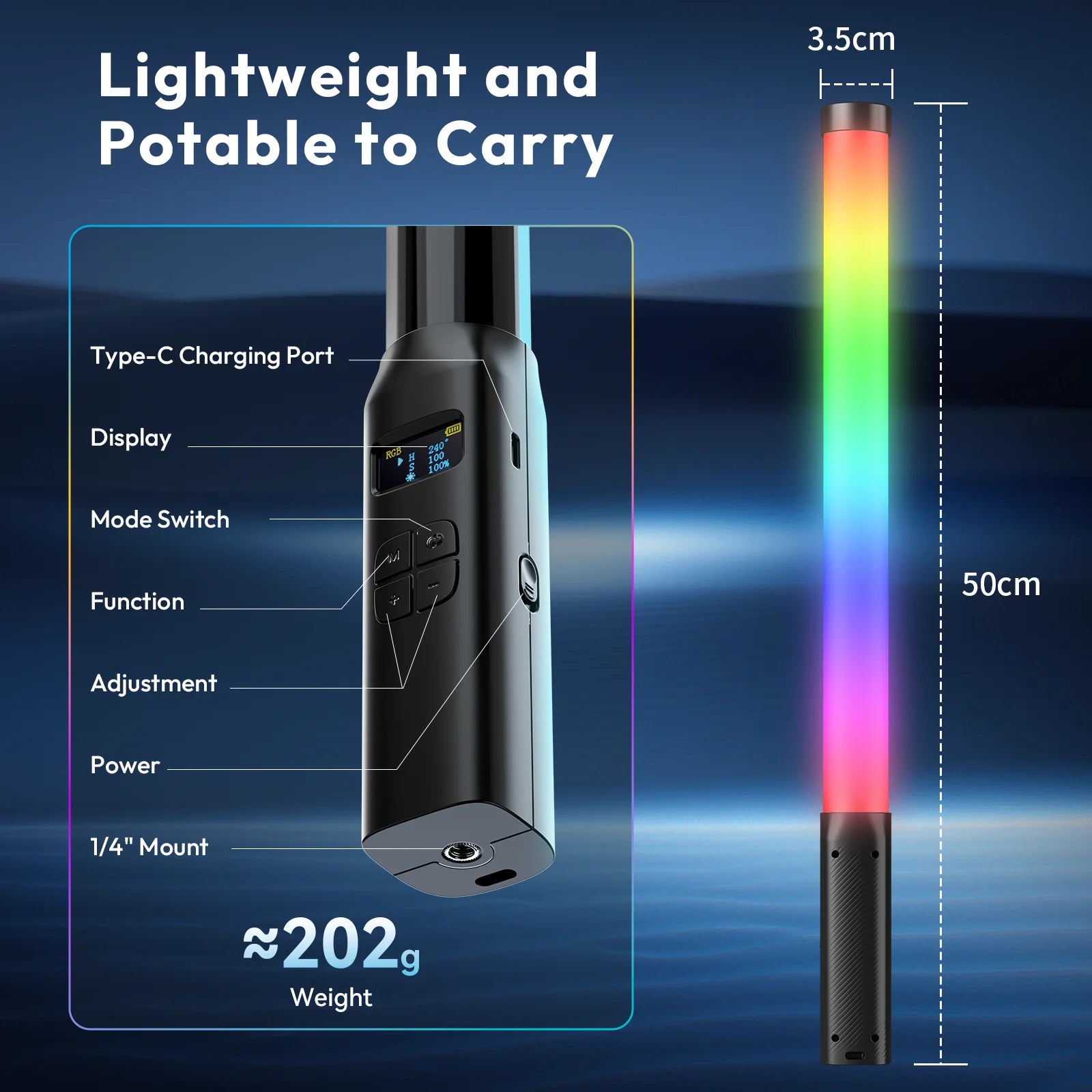 Ulanzi VL119 LED Stick Light Fill Lamp Sticks Bulk Colorful RGB Glow Stick for Photography Game Birthday Wedding Party Supplies