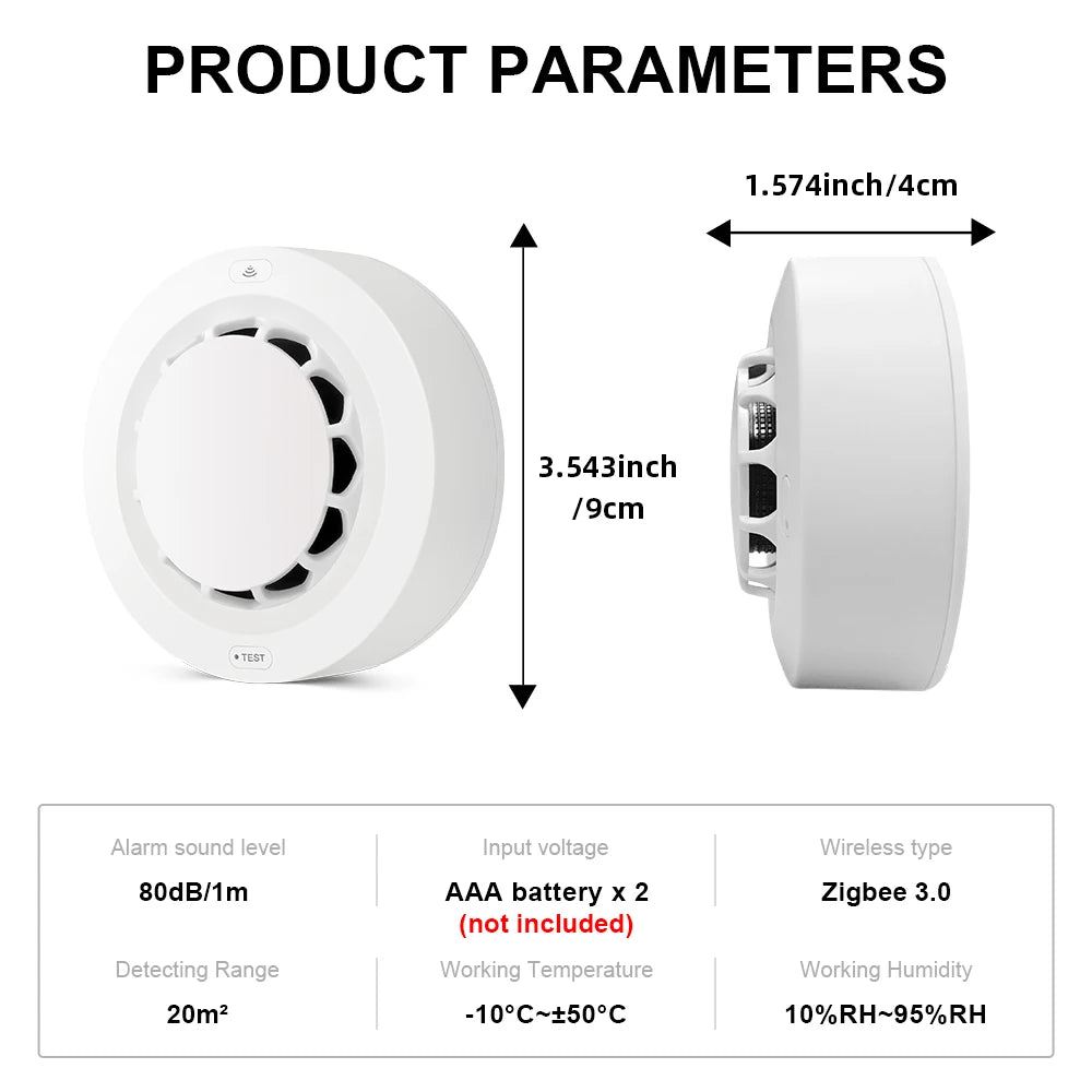 Tuya Zigbee Fire Alarm Detector Smoke Sensor Home Security Alarm for Home Security Should Work with Tuya Zigbee Hub