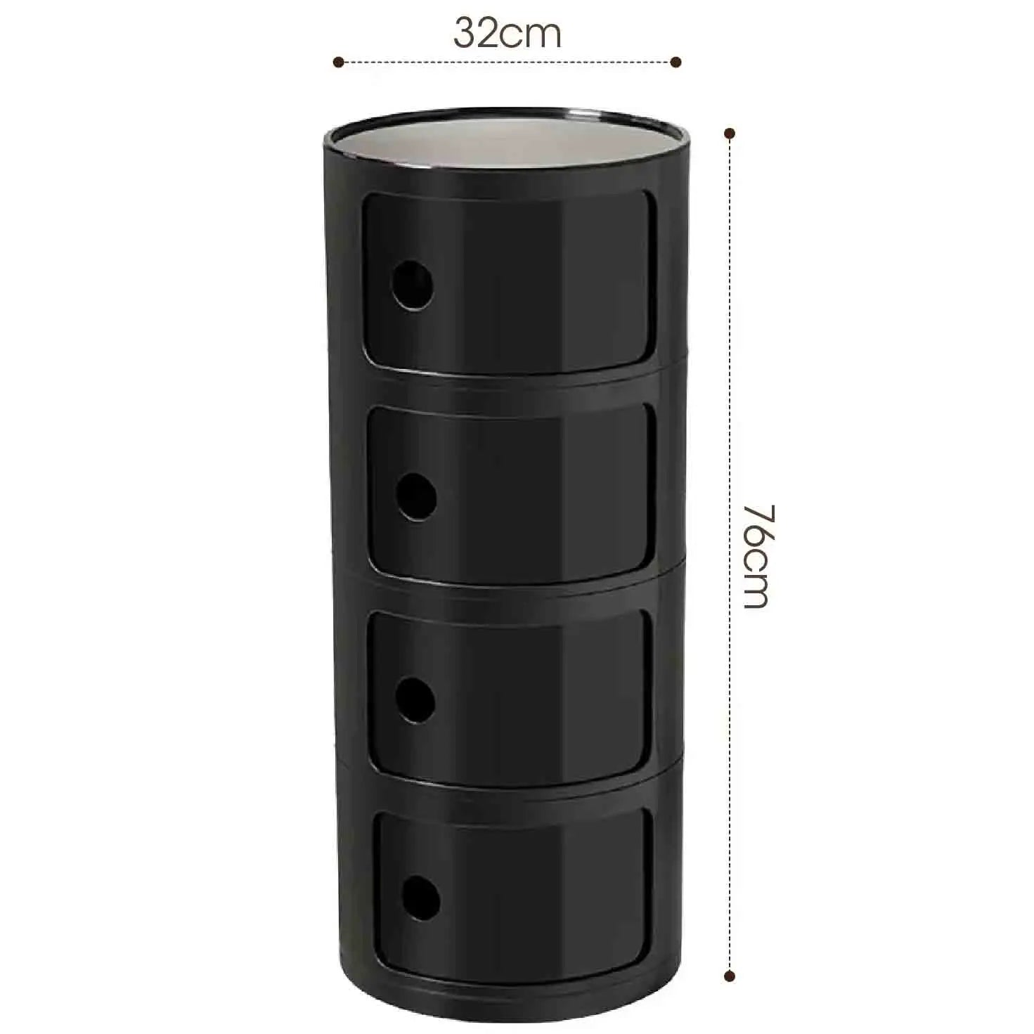 Plastic Round Nightstand Bedside Table Cabinet with Sliding Doors Round Storage Bedside Cabinet Nightstand  for Living Bedroom