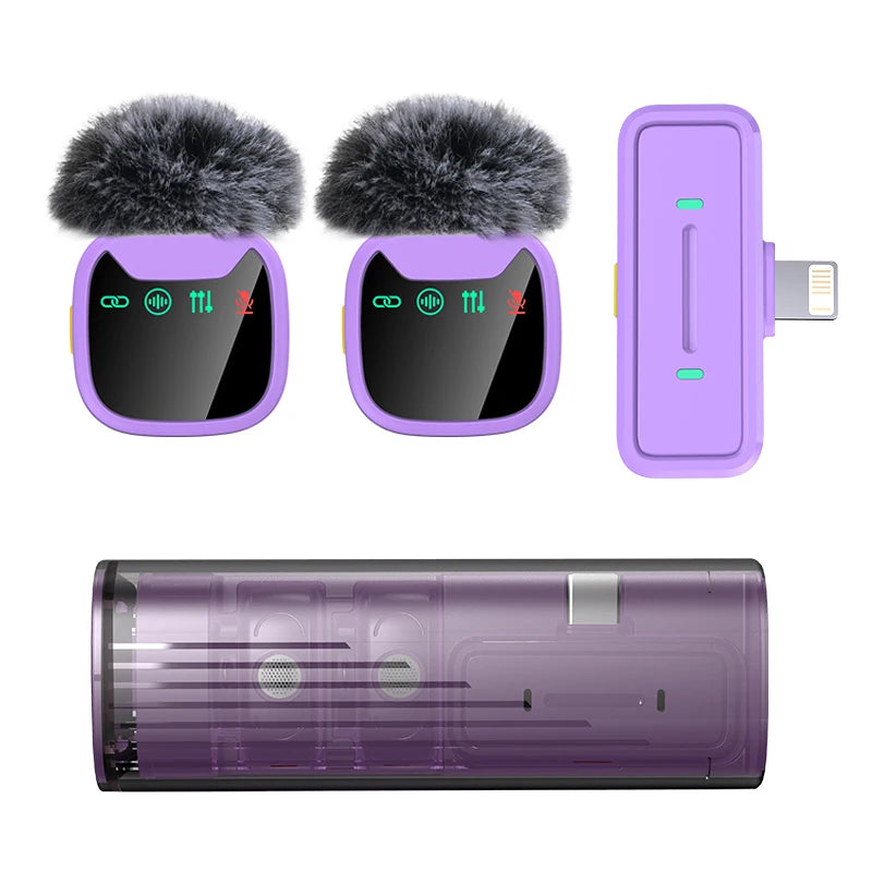 LED Display Wireless Lavalier Microphone for Smartphone Plug&Play Noise Reduction Mic for Interview Podcast Vlog Video Recording