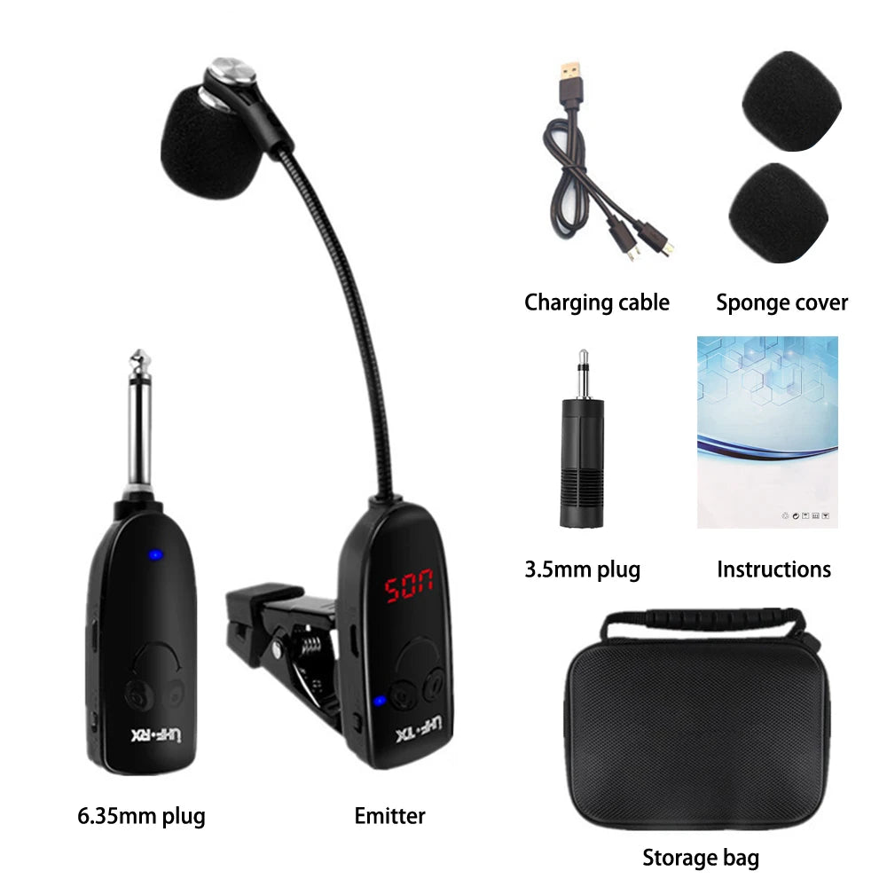 Wireless Microphone Professional Musical Instrument Pickup Amplifier Condenser Mic Receiver Transmitter For Saxophone Trumpet