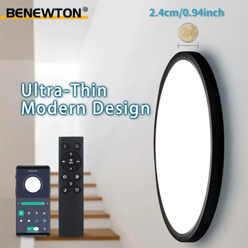 Smart Ceiling Lights 0.94 Inch Remote APP Control Ultra Thin Dimmable Modern Round LED Ceiling Lamp Bedroom Dining Room Kitchen