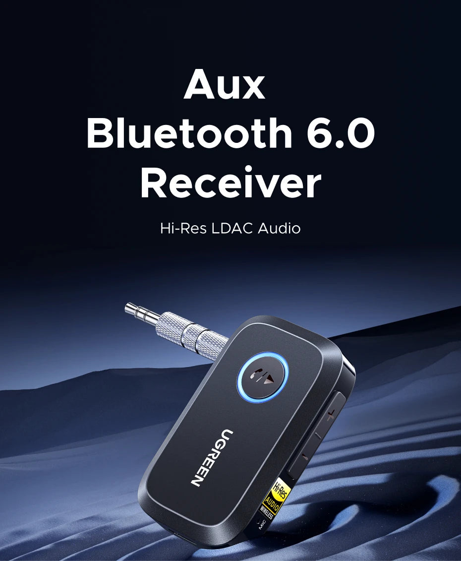 UGREEN Bluetooth 6.0 5.4 Wireless 3.5mm AUX Jacks for Car Speakers Audio Music