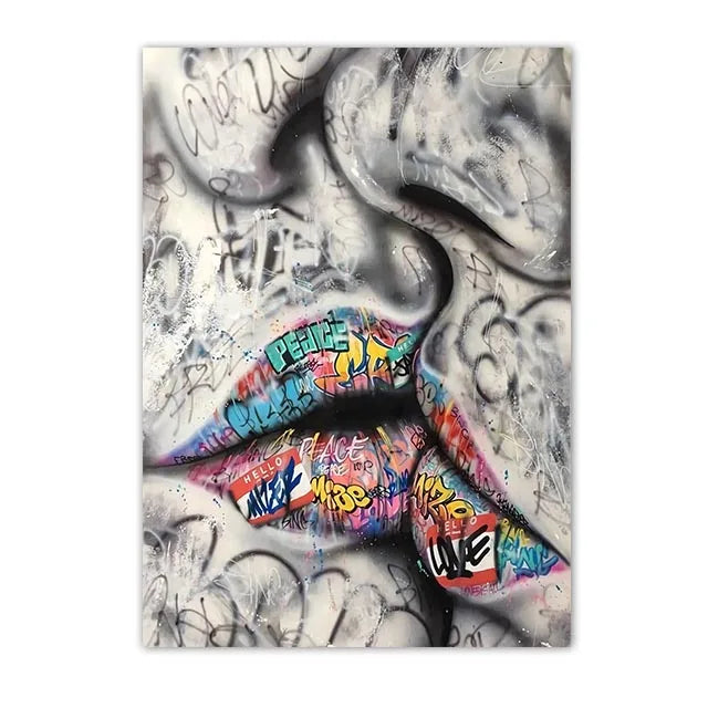 Graffiti Wall Art Home Decoration Painting Street Hand Gestures Love Kiss Modern Poster Print Pictures Abstract Pop Room Mural