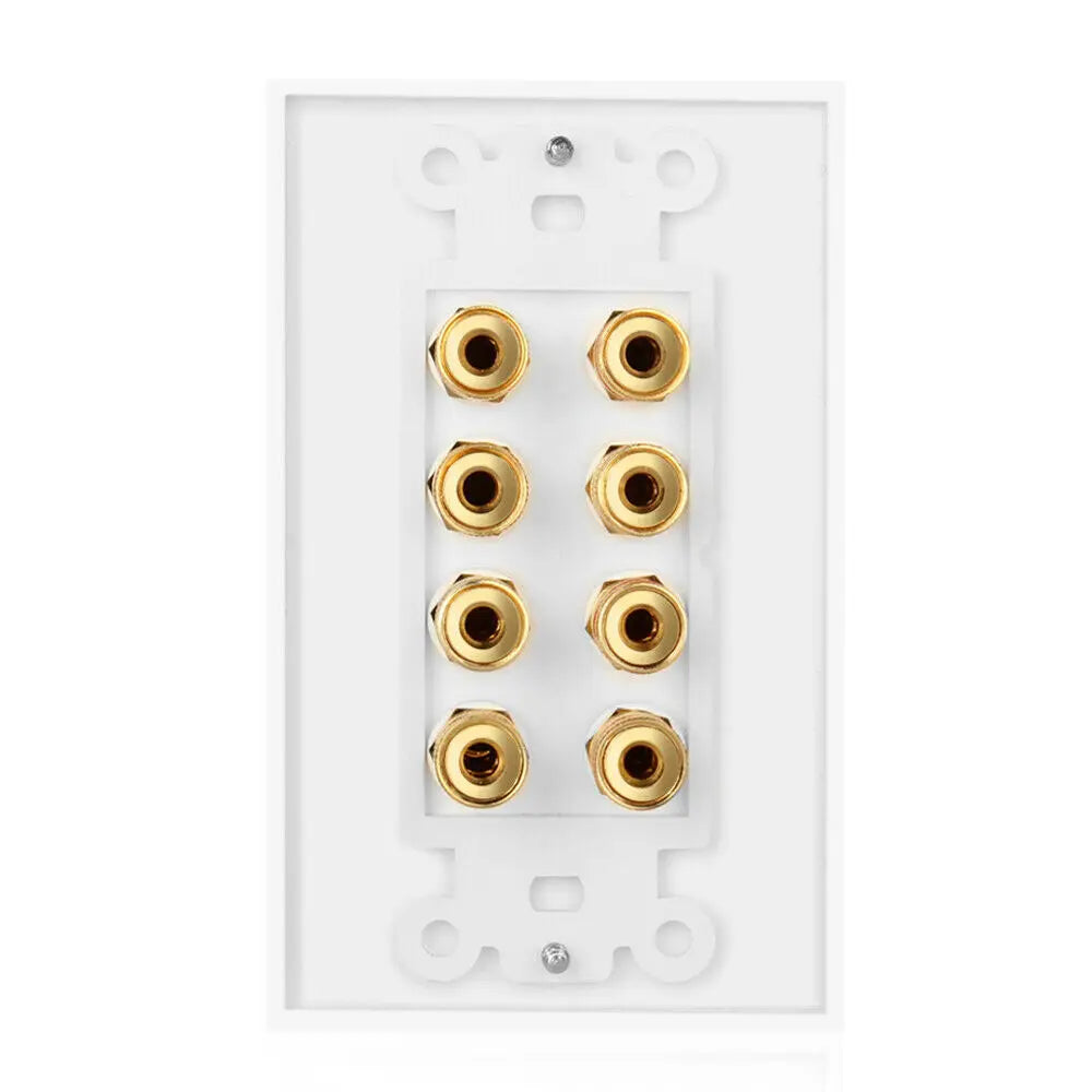 N33R_8 Posts Speaker Home Theater Wall Plate Audio Panel for 4 Speakers