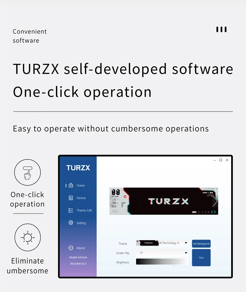 TURZX 9.2 Inch USB Secondary Screen 1920*462 IPS Smart Screen LCD CPU RAM HDD Weather Monitor Display No AIDA64