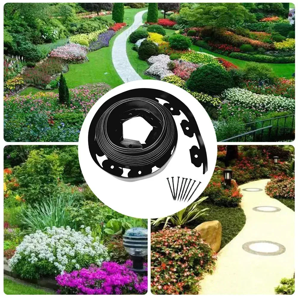 10M L Shaped Lawn Edging Heavy Duty Landscape Border for Grass Gravel Separation Pavement Edge Restraint DIY Garden Barrier
