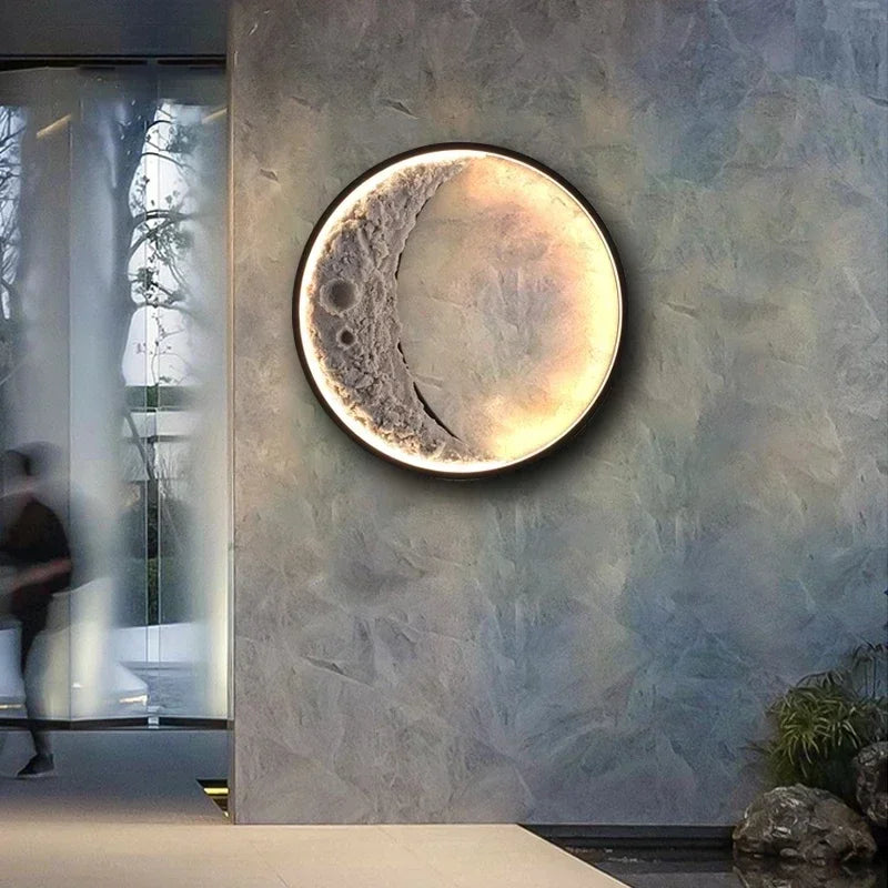 Modern Led Moon Wall Lamp Creative Corridor Mural Wall Accessories Lighting Living Room Bedroom Background Decorative Lamp