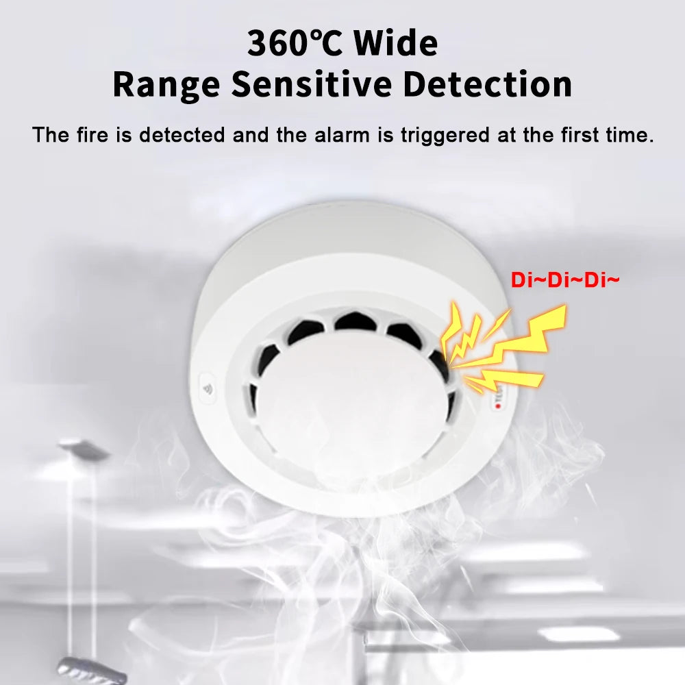 Tuya Smoke Detector WiFi Smoke Sensor Photoelectric Sensor Fire Alarm Kitchen Security System Work With Smart Life APP