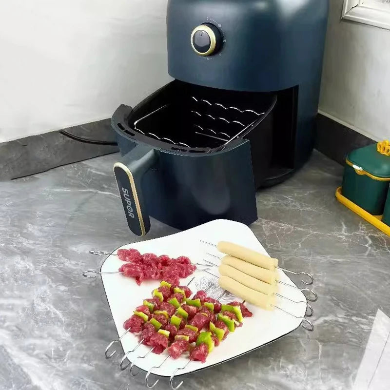 Air Fryer Skewer Stand Vertical Multi-pin Stainless Steel BBQ Holder Air Fryer Accessories Skewers For Grilling Kitchen Tools