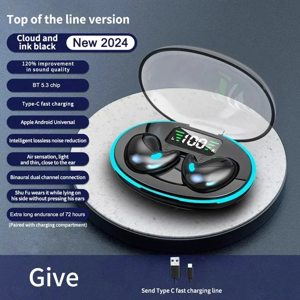 X55 Mini Earphone Wireless Earphone Headphones Noise Reduction Sport Game Sleep Bluetooth 5.3 Earbuds HIFI Stereo Music Headset