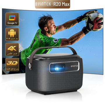 BYINTEK R20 Max Mini Projector 4K DLP Smart WiFi Android 11.0 LED 1080P Outdoor Home Theater Projectors With 15600mAh Battery