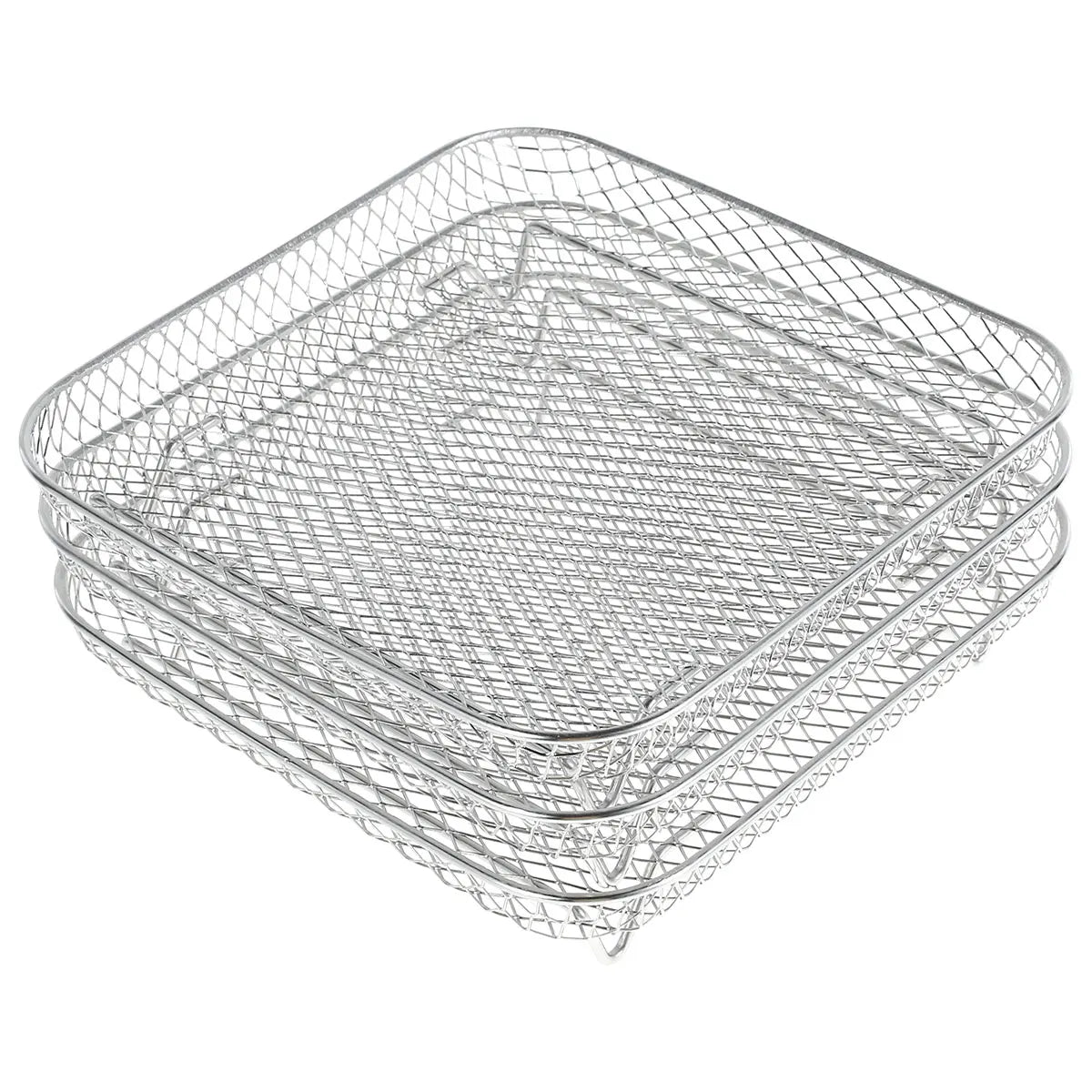 3-layers Air Fryer Rack Stackable Grilling Rack Stainless Steel Airfryer Oven Grill Steamer Cooker Kitchen Gadgets Cooking Tools