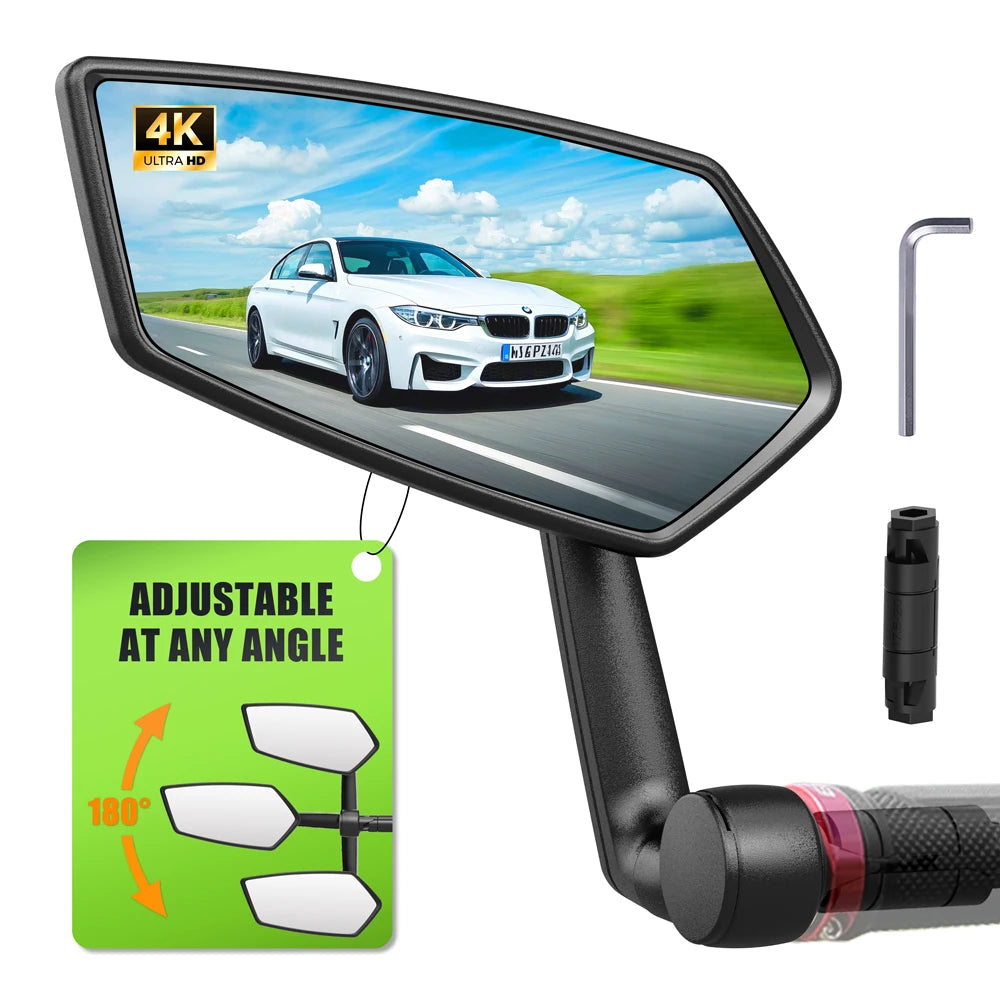 RBRL Bicycle Rearview Mirror MTB Handlebar End Mirror HD Wide Angle Extended Durable Bike Side Mirrors for Electric Scooter