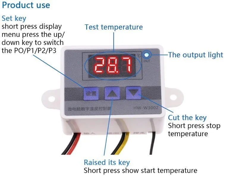 24V/220V W3002 Digital Temperature-Controller Microcomputer Thermostat Thermoregulator Heat Cool Temp Thermostat Control Switch