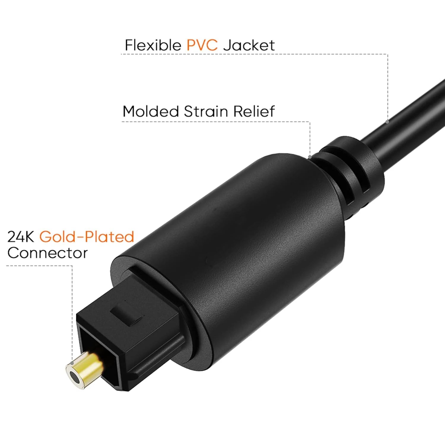 Gold-Plated TOSLINK SPDIF Audio Cable|Optic S/PDIF Cable for Soundbars, Home Cinema, Stereo Systems, Amplifiers, Xbox One, PS4