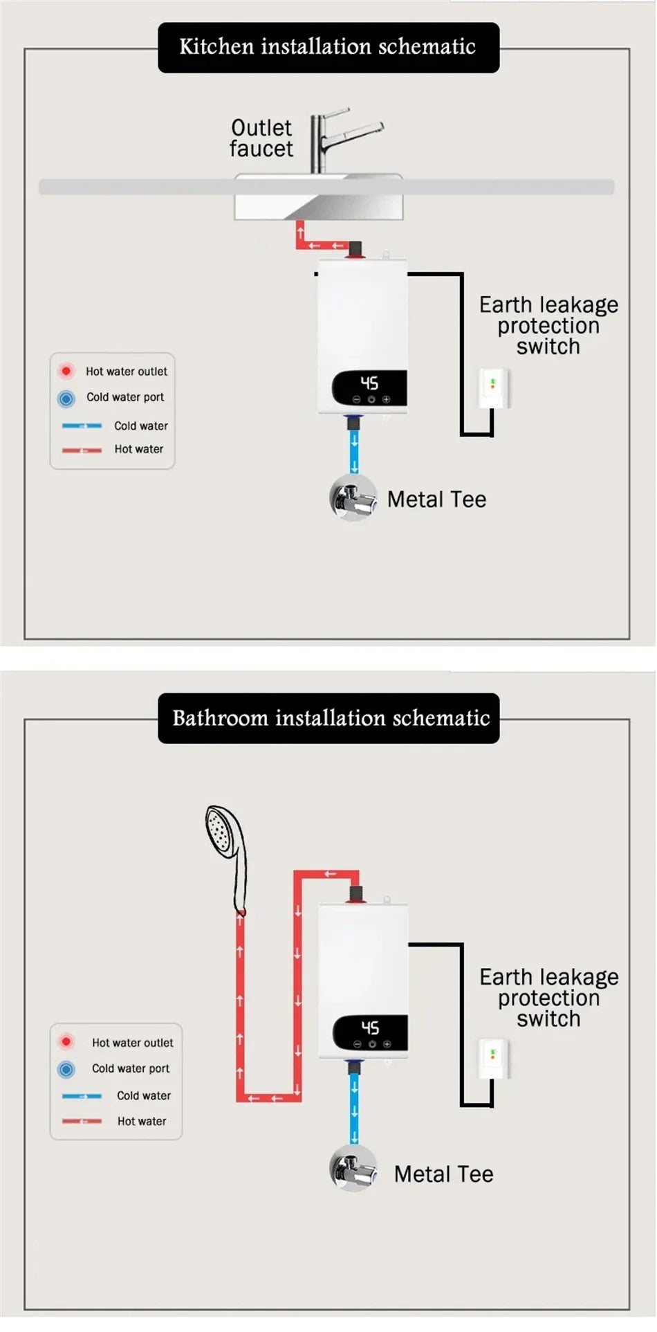 5500W Instant Water Heater 220V Portable Electric Heaters for Bathroom Hot Water Shower and Home Kitchen Heating