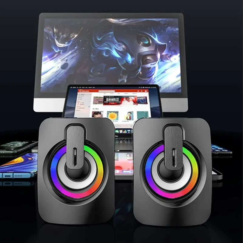 Computer Speakers PC Sound Box HIFI Stereo Microphone USB Wired Mini Computer Sound Box With LED Light For Home Desktop Computer